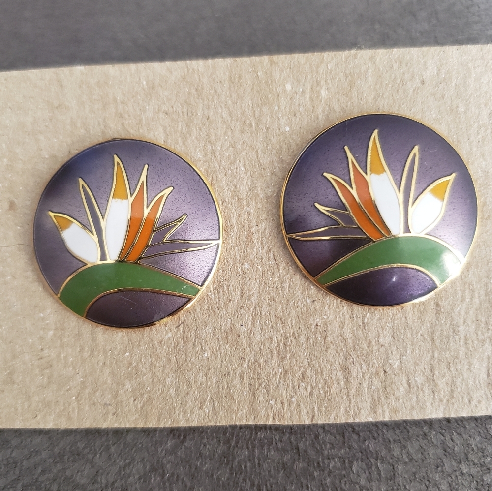 Laurel Birch Vintage Closisonne Birds of paradise flower design